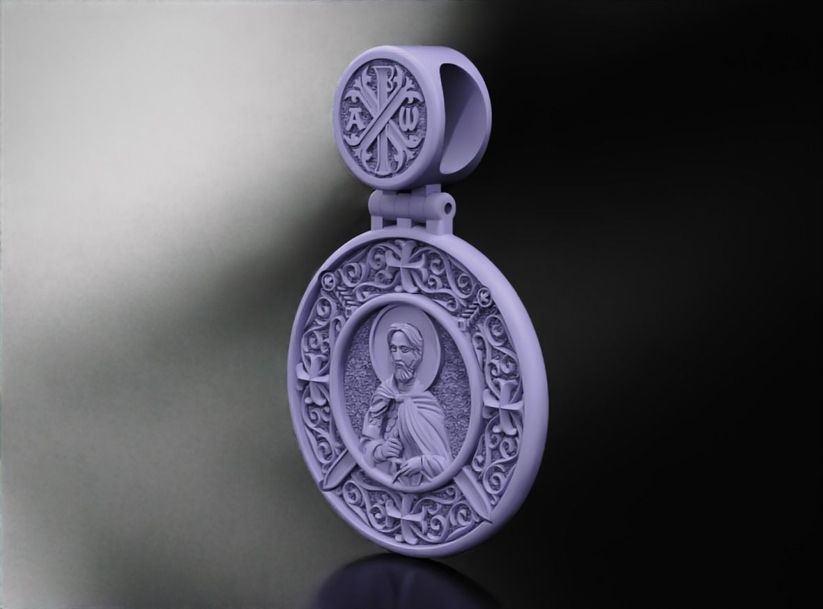 Pendant with Saint Alexander and Guardian Angel 644 3D print model_16