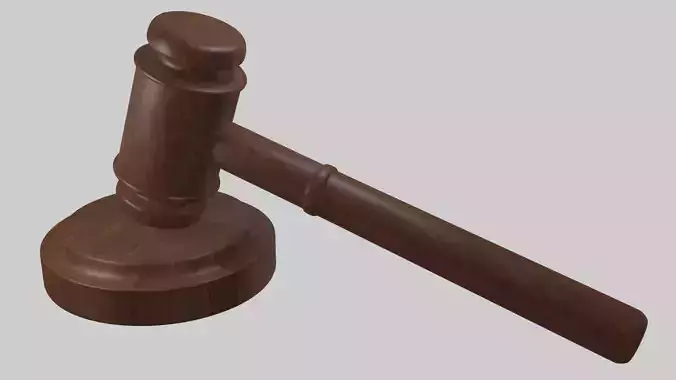 Gavel Hammer Gold and wood mallet judges hammer 3D model