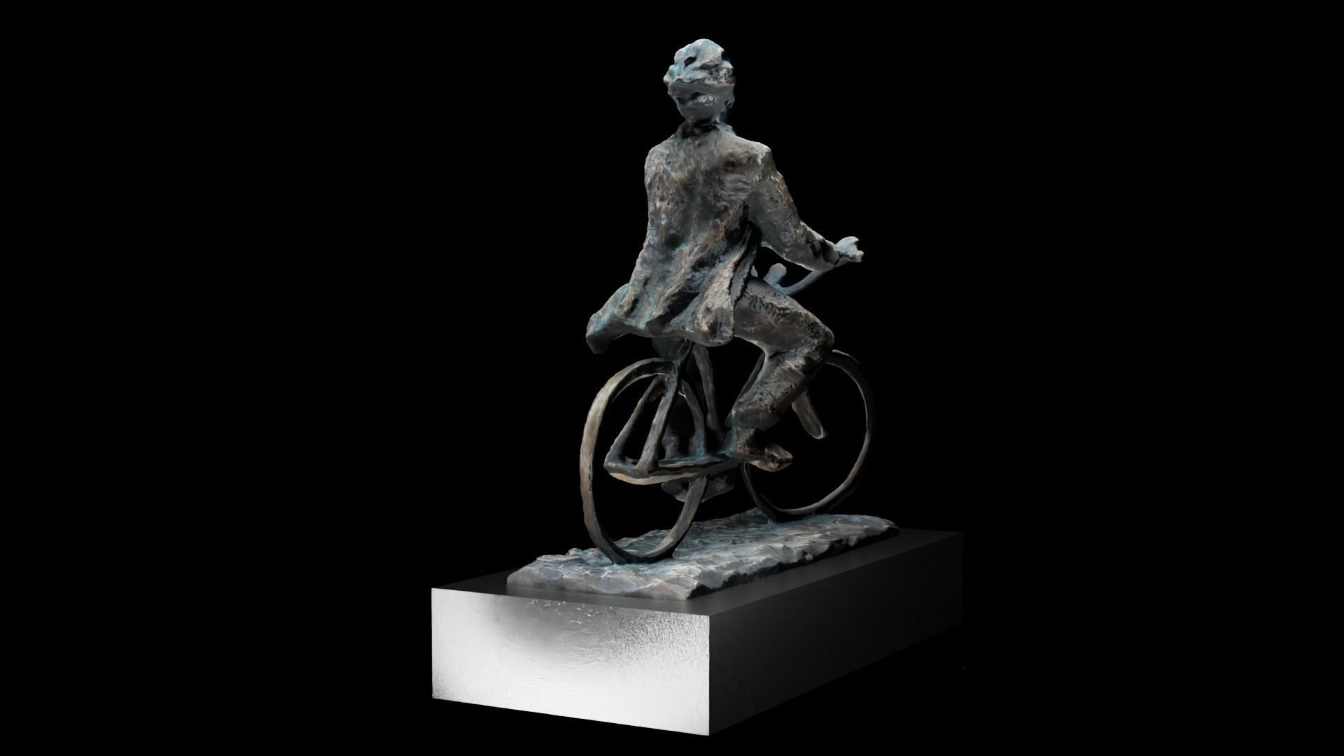 Einstein on bike statue Low-poly 3D model_1