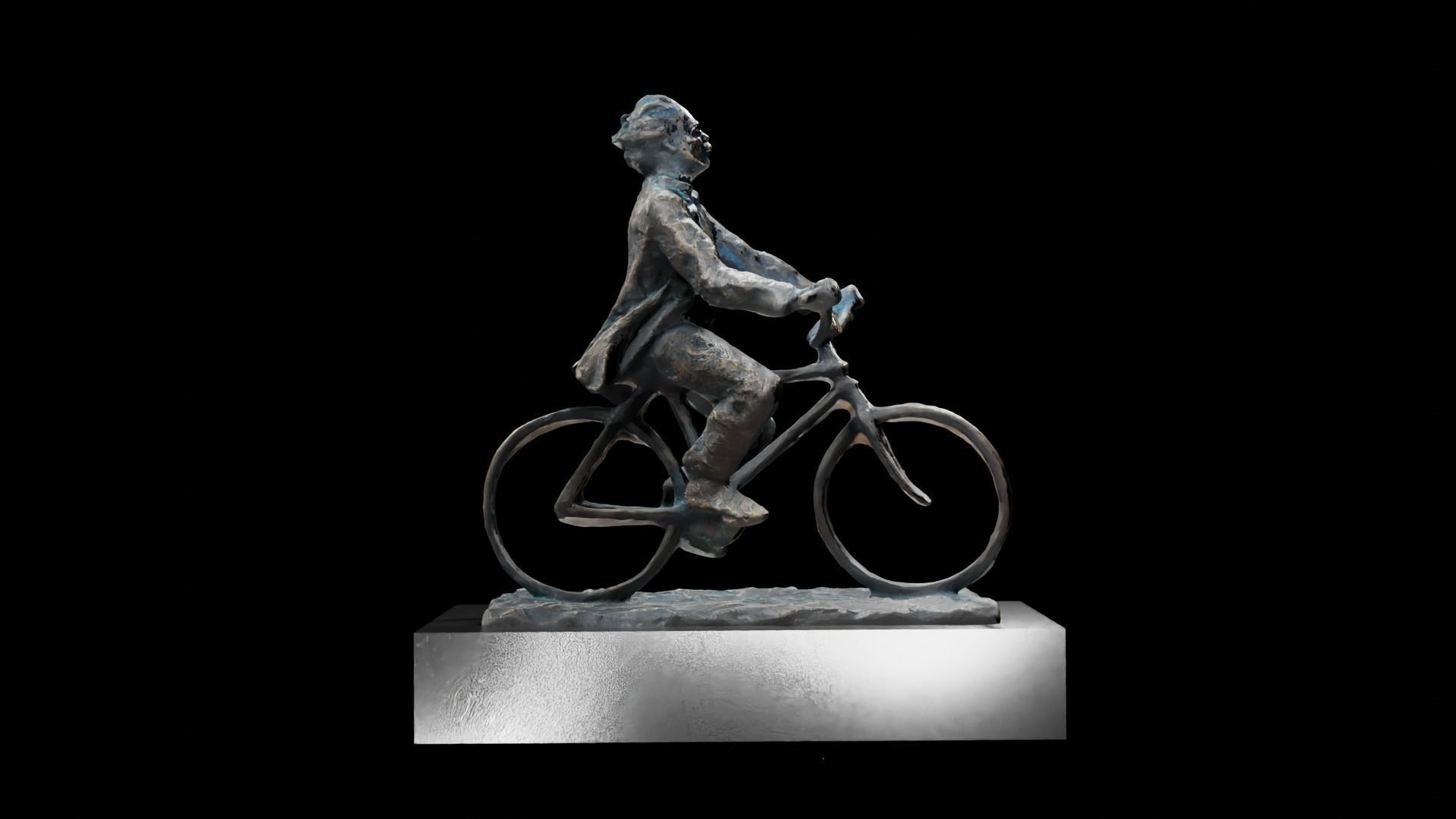 Einstein on bike statue Low-poly 3D model_2