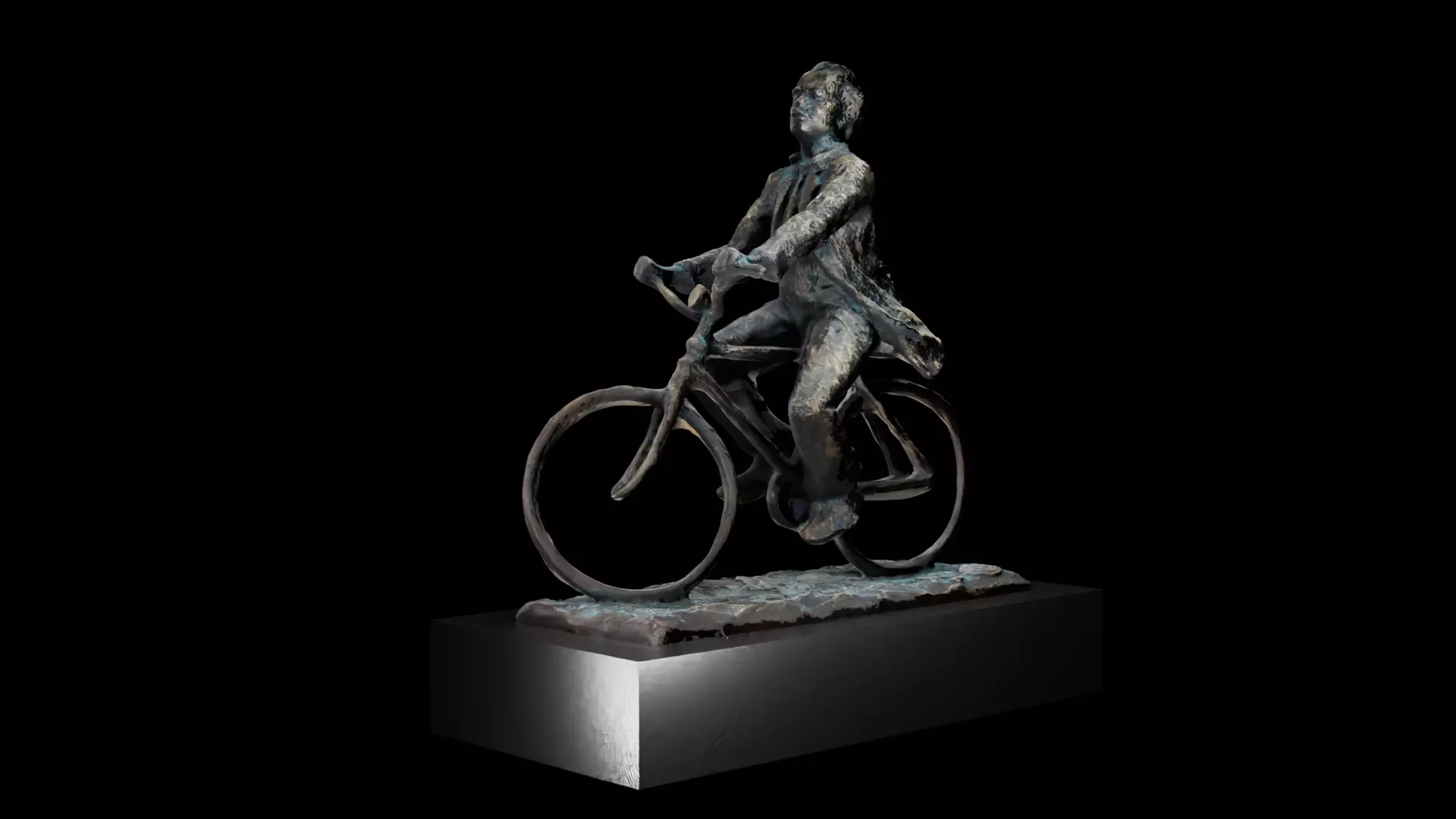Einstein on bike statue Low-poly 3D model_0