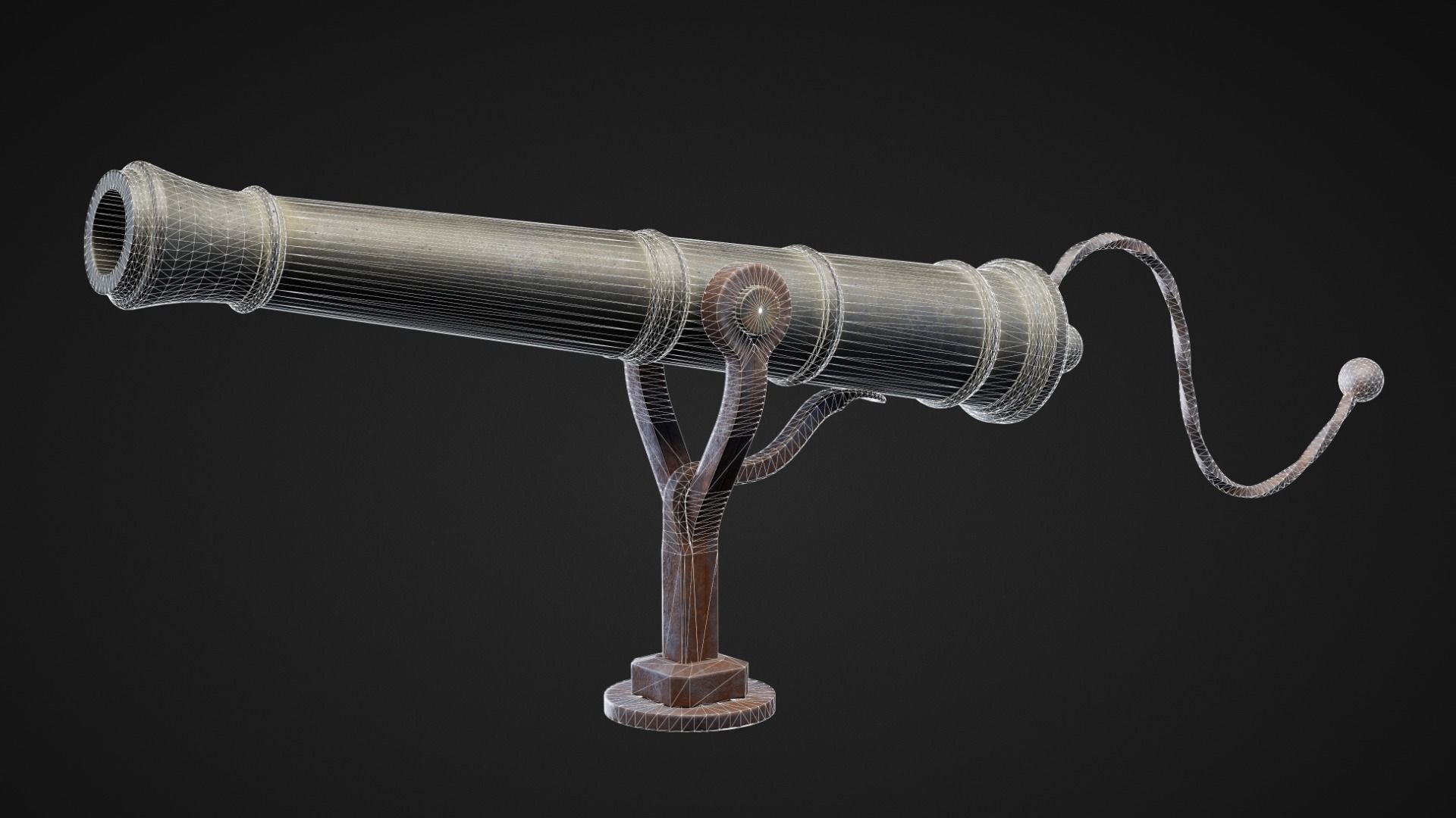 Swivel Cannon Low-poly 3D model_2