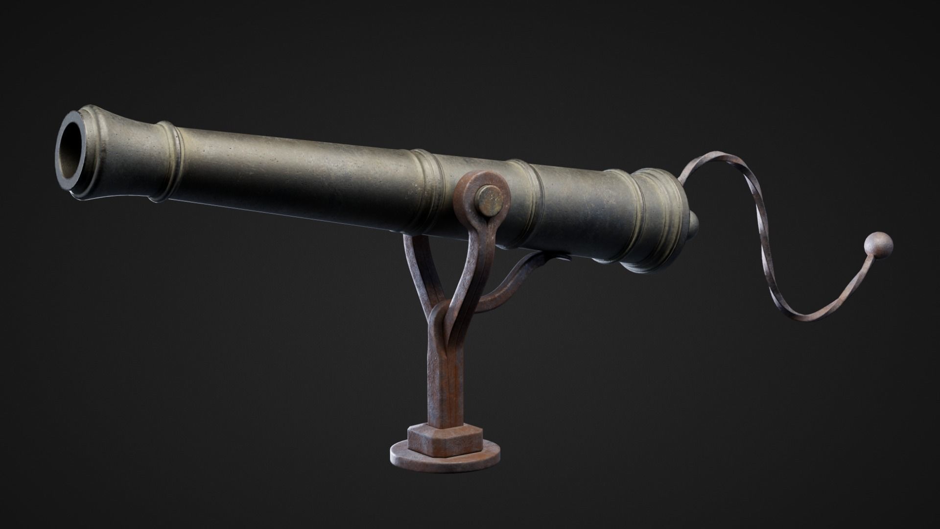 Swivel Cannon Low-poly 3D model_1