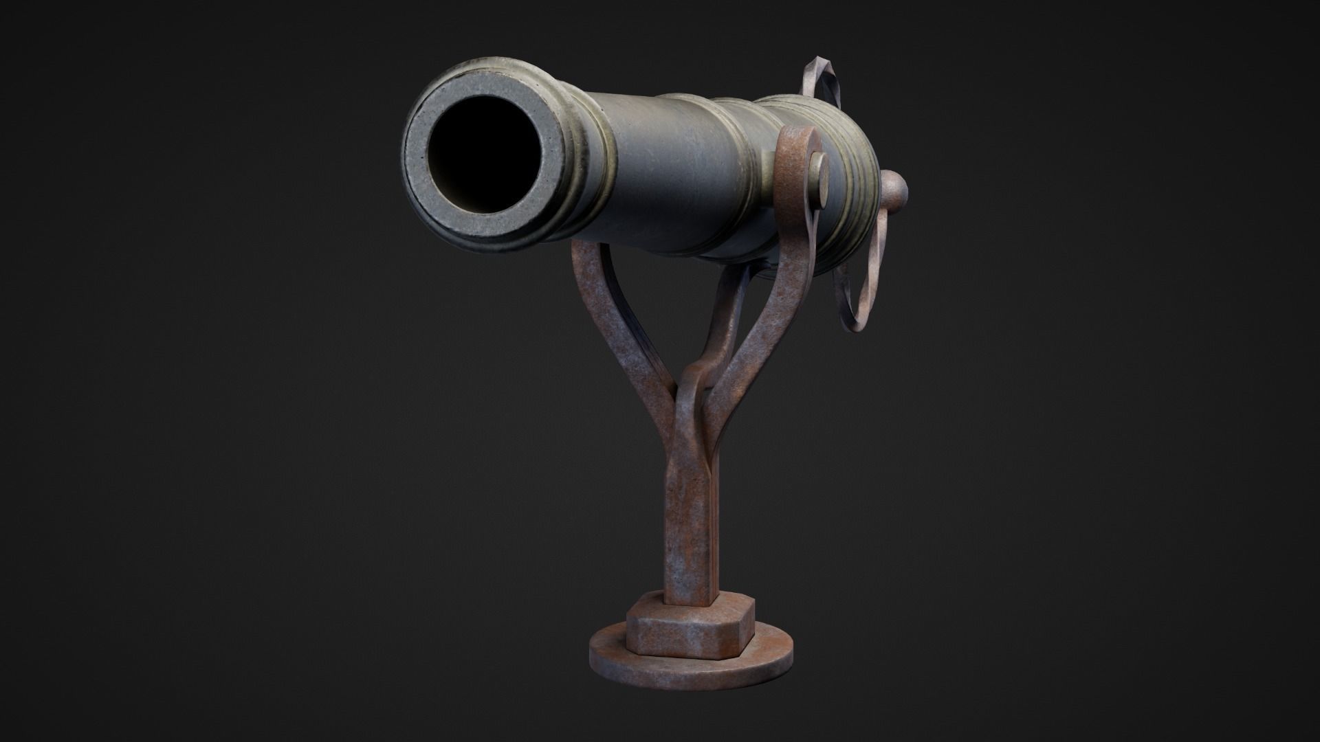 Swivel Cannon Low-poly 3D model_5