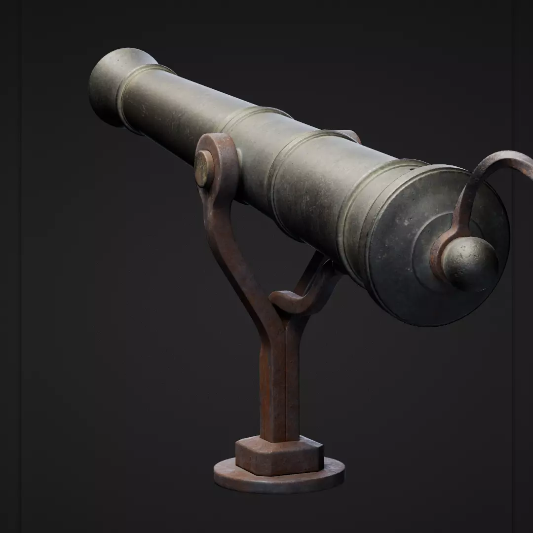 Swivel Cannon Low-poly 3D model_0