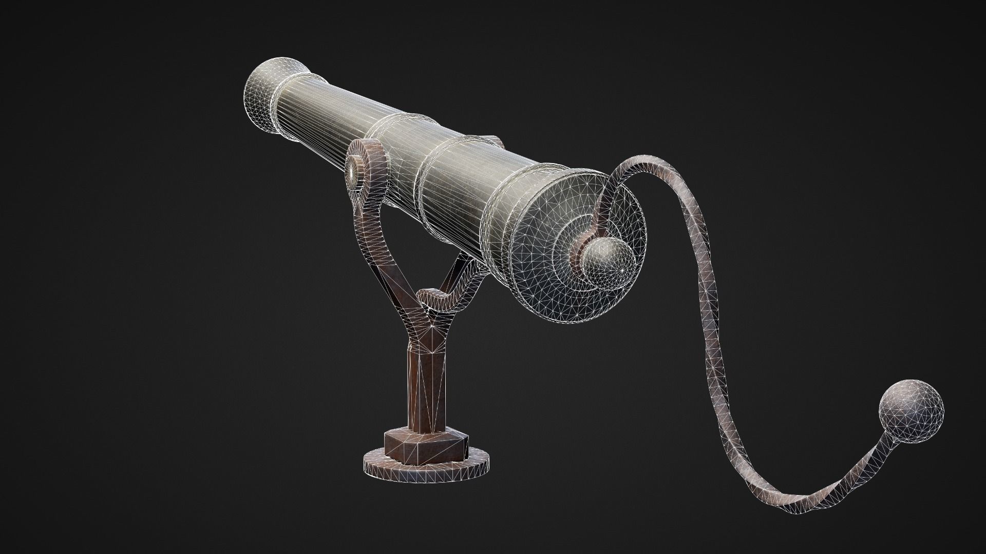 Swivel Cannon Low-poly 3D model_4