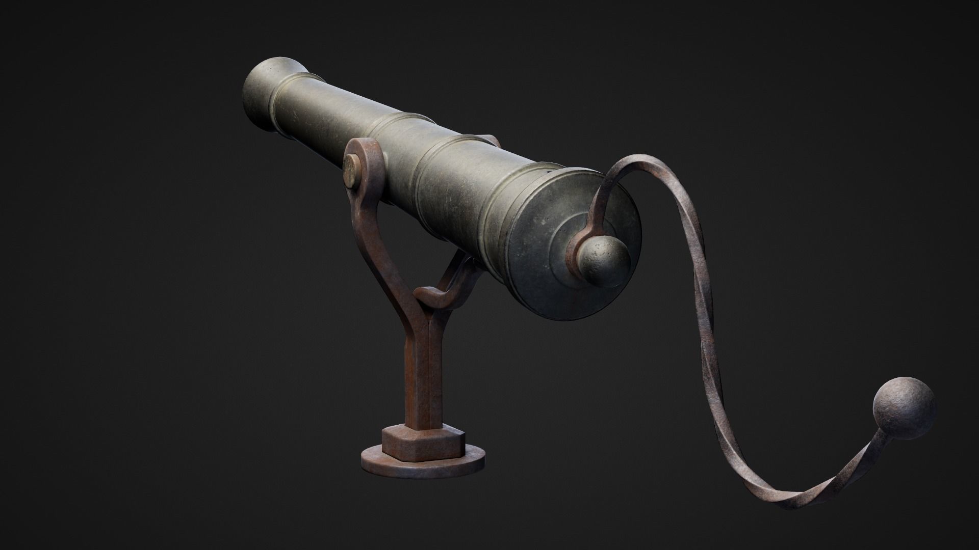 Swivel Cannon Low-poly 3D model_3