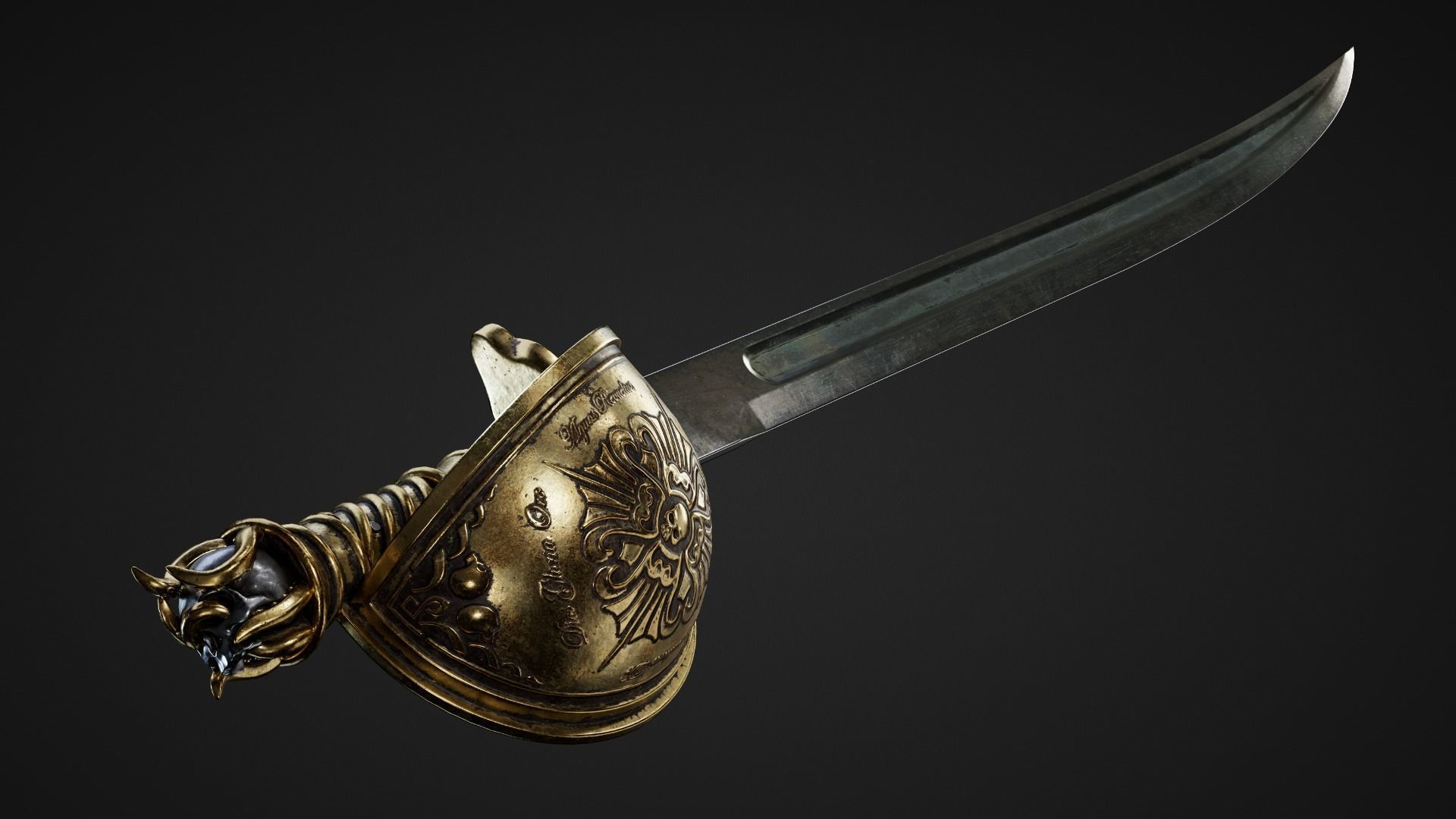 Pirate Sword Low-poly 3D model_5