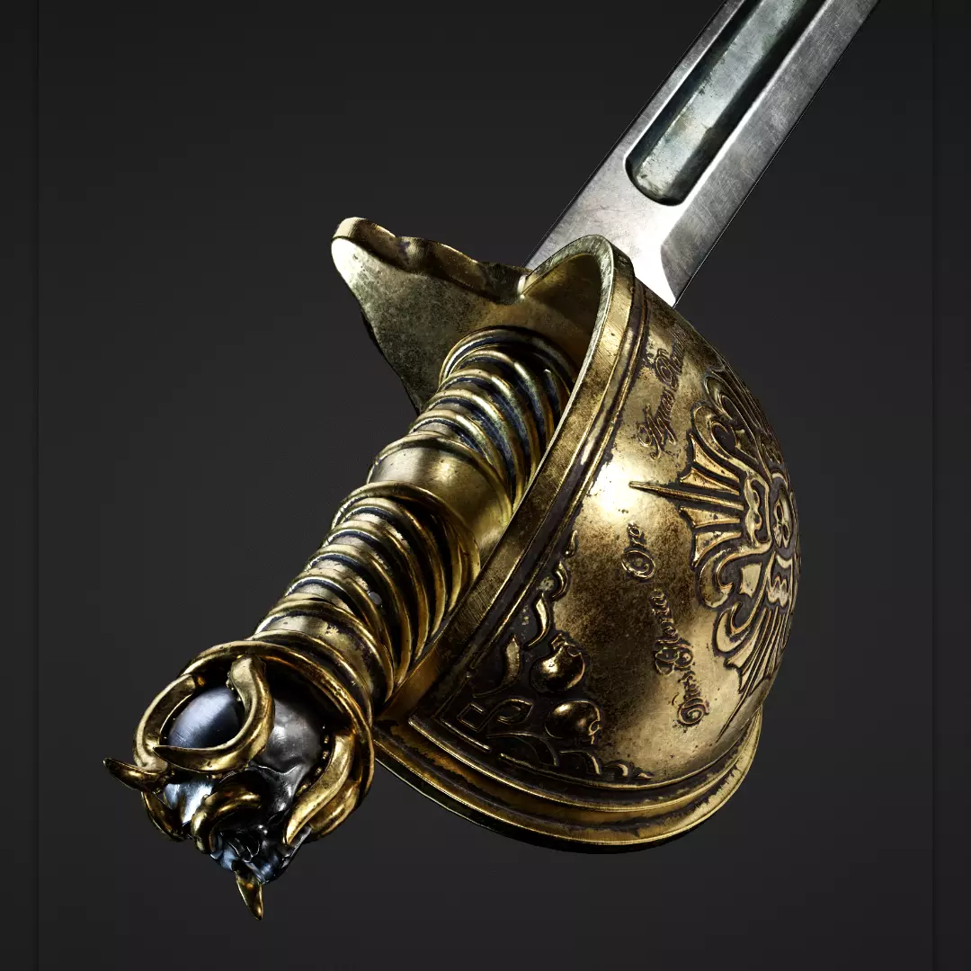 Pirate Sword Low-poly 3D model_0