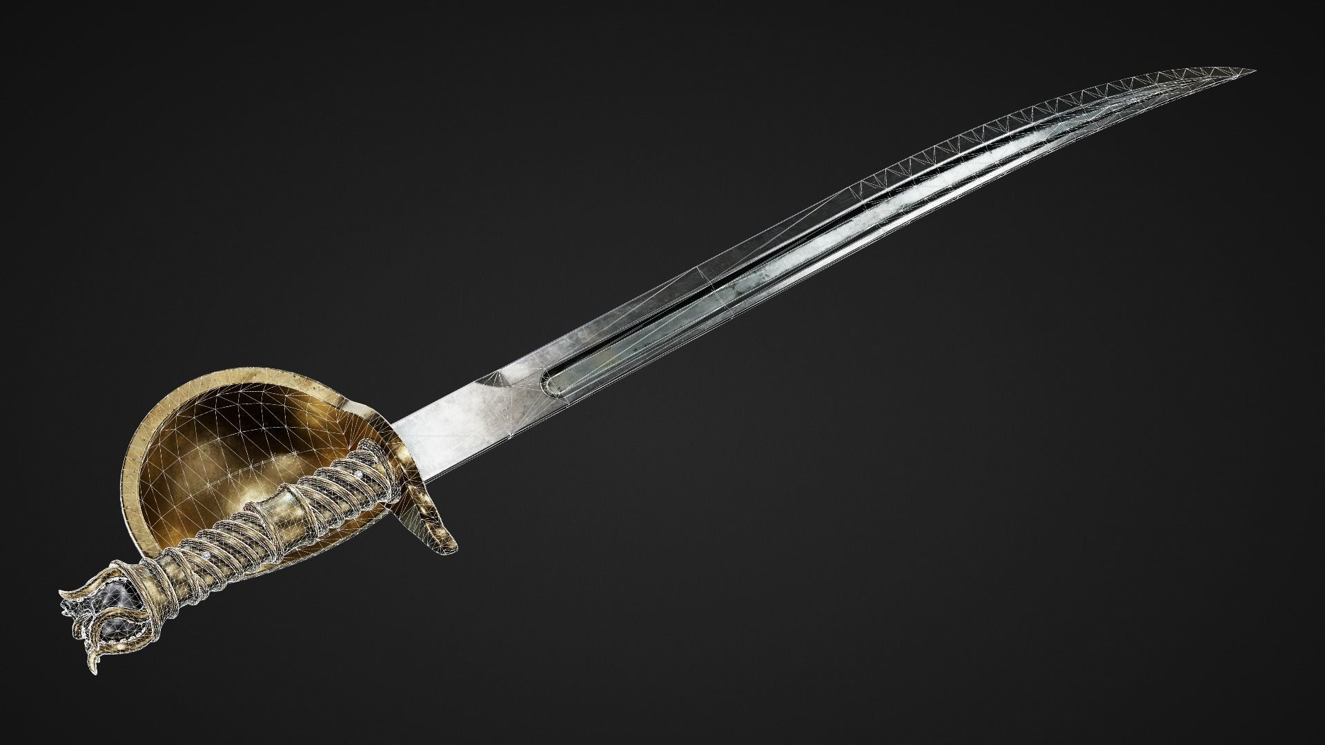 Pirate Sword Low-poly 3D model_4