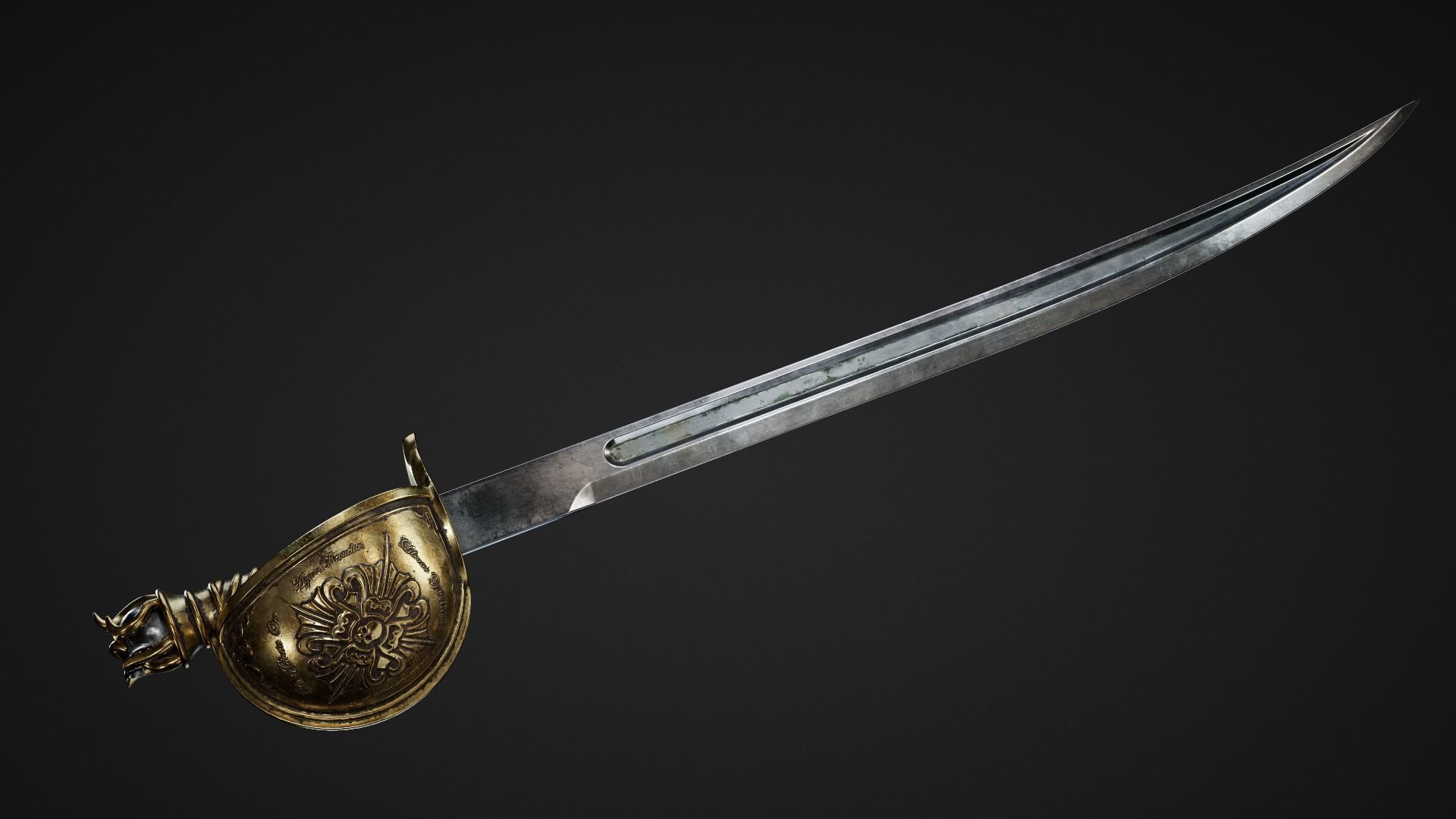 Pirate Sword Low-poly 3D model_1