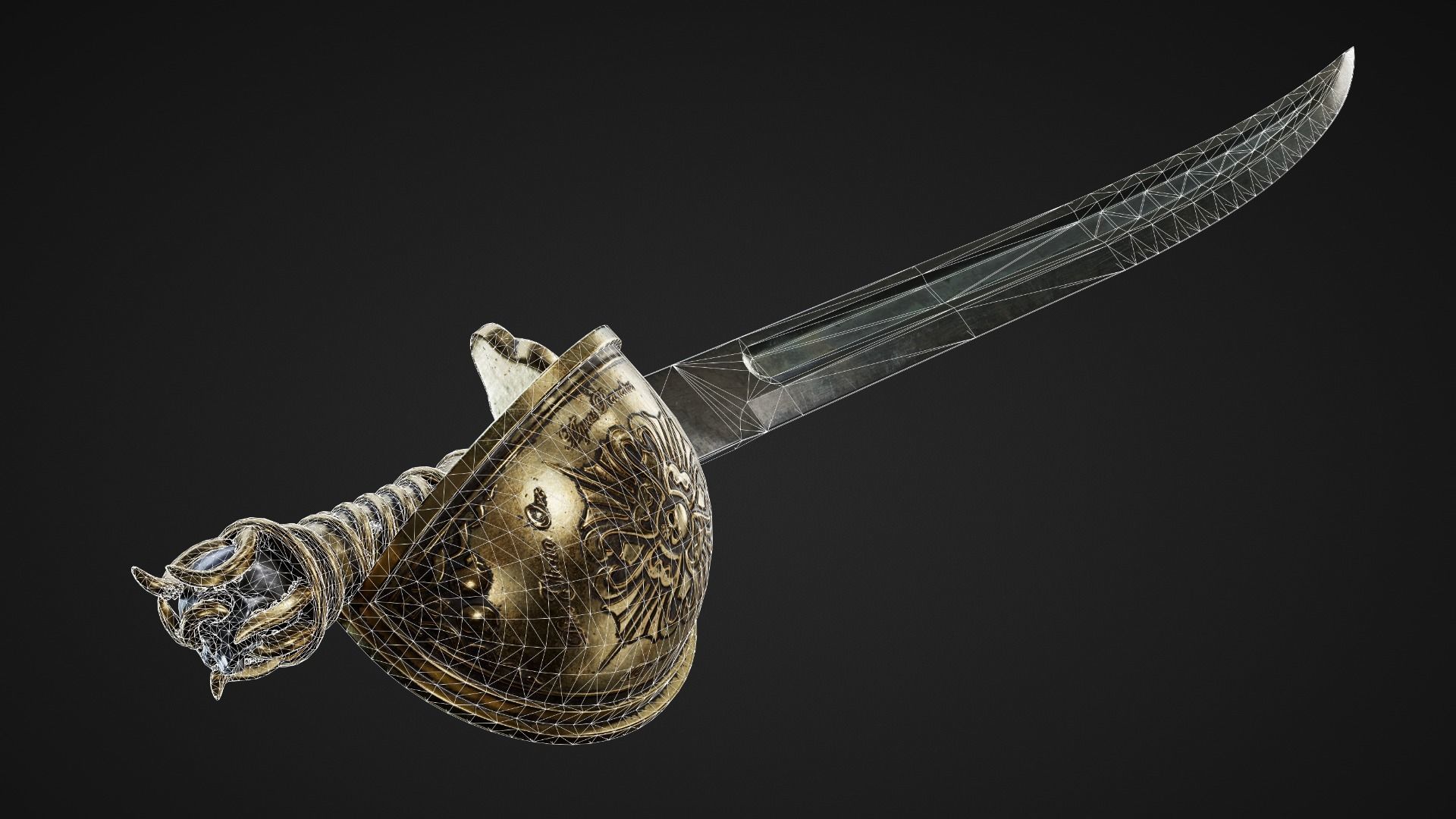 Pirate Sword Low-poly 3D model_6