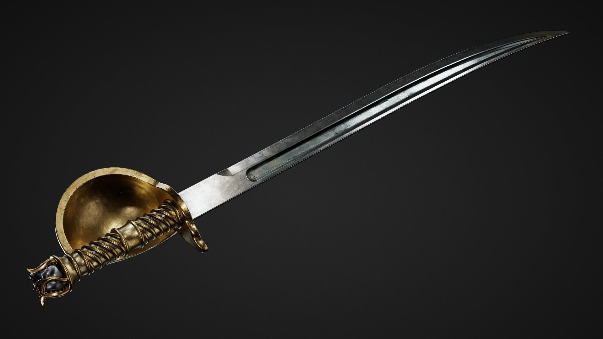 Pirate Sword Low-poly 3D model_3