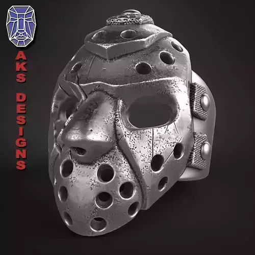 biker Ring jewelry hockey mask 1 3D print model