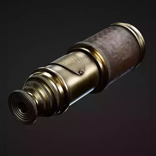 Telescope brass weapon Low-poly 3D model