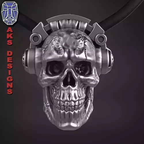 skull Pendant Jewelry skull with Headphone 1 