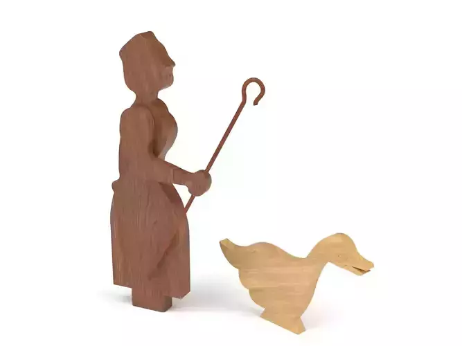 Wooden toy shepherdess