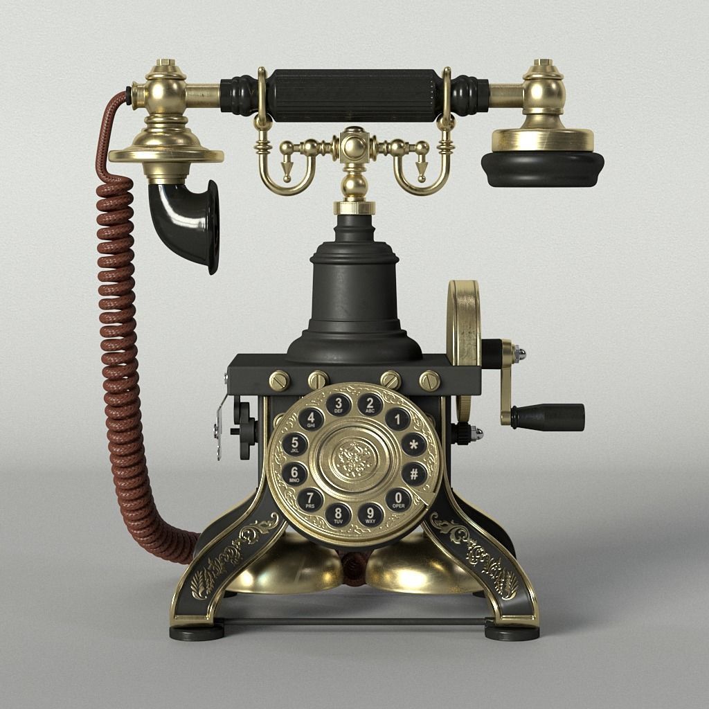 Antique Telephone Low-poly 3D model_2