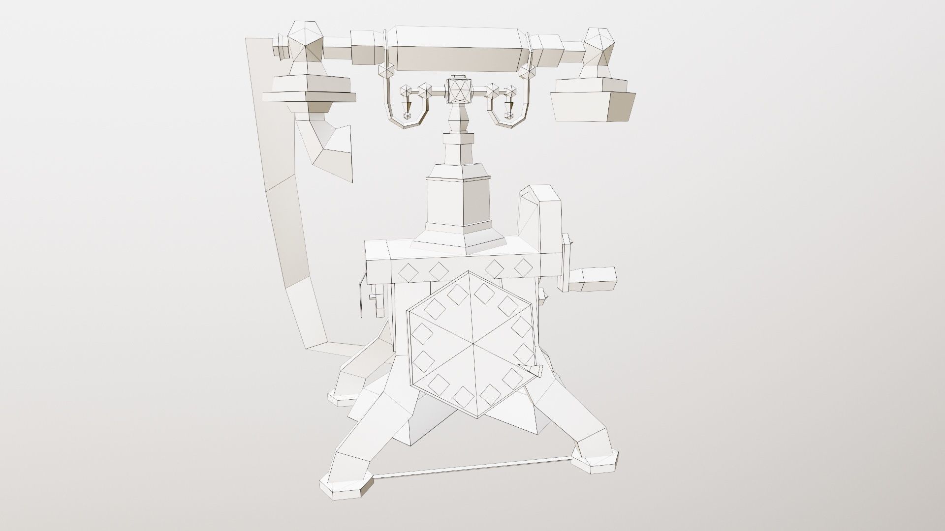 Antique Telephone Low-poly 3D model_3