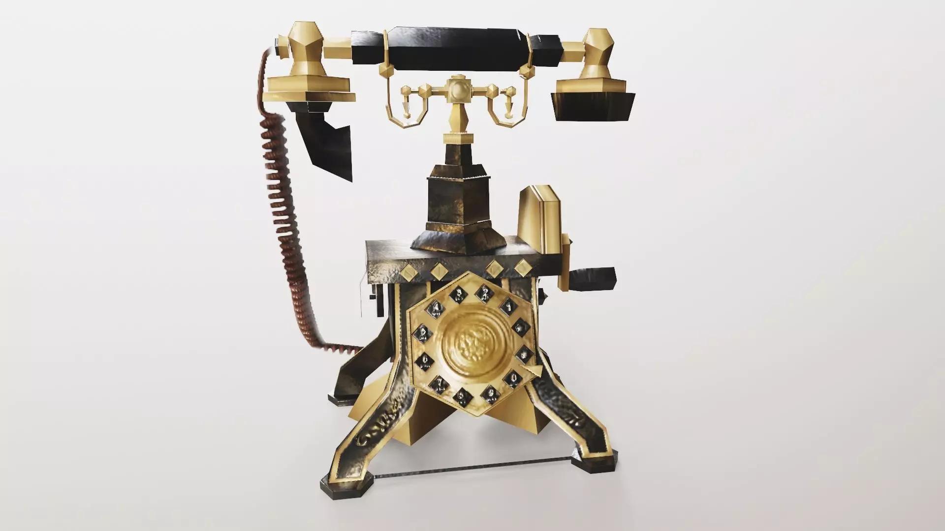 Antique Telephone Low-poly 3D model_0