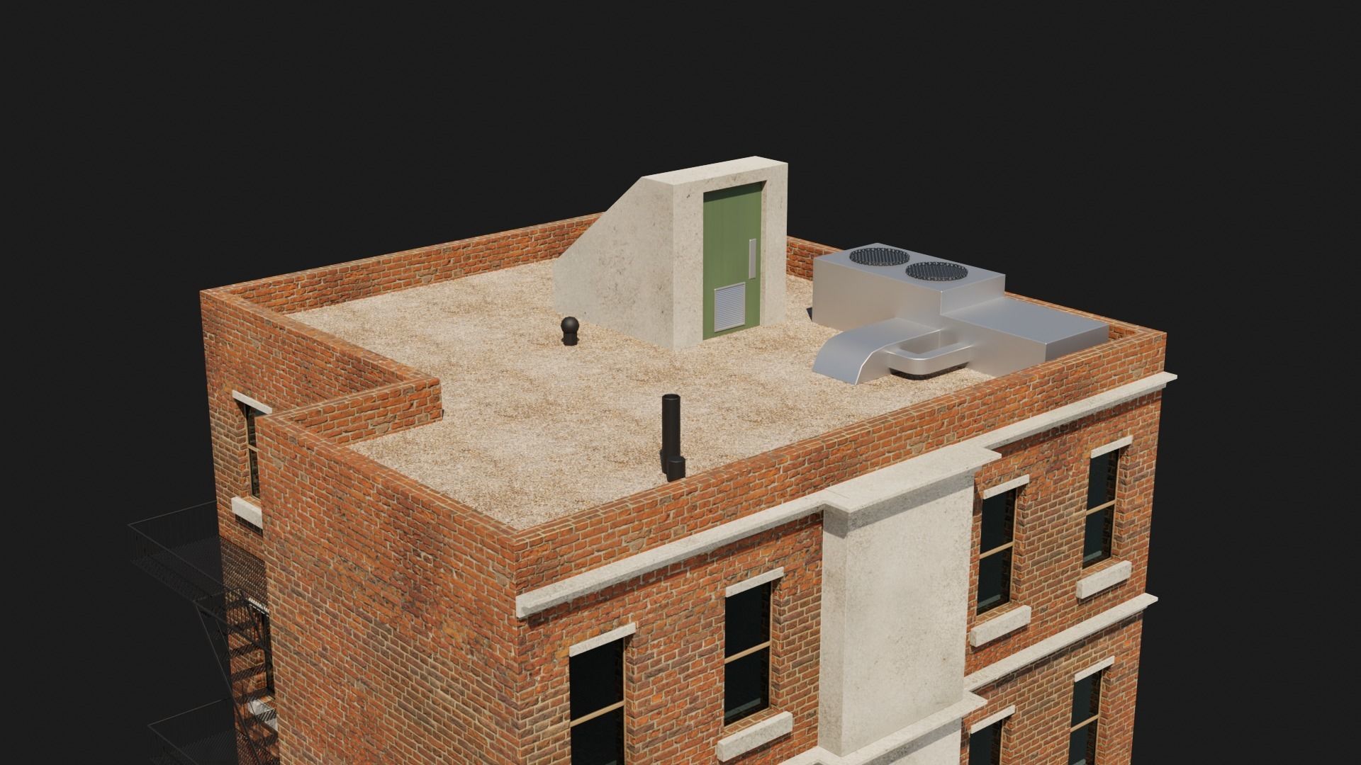 Small apartment building Free 3D model_3