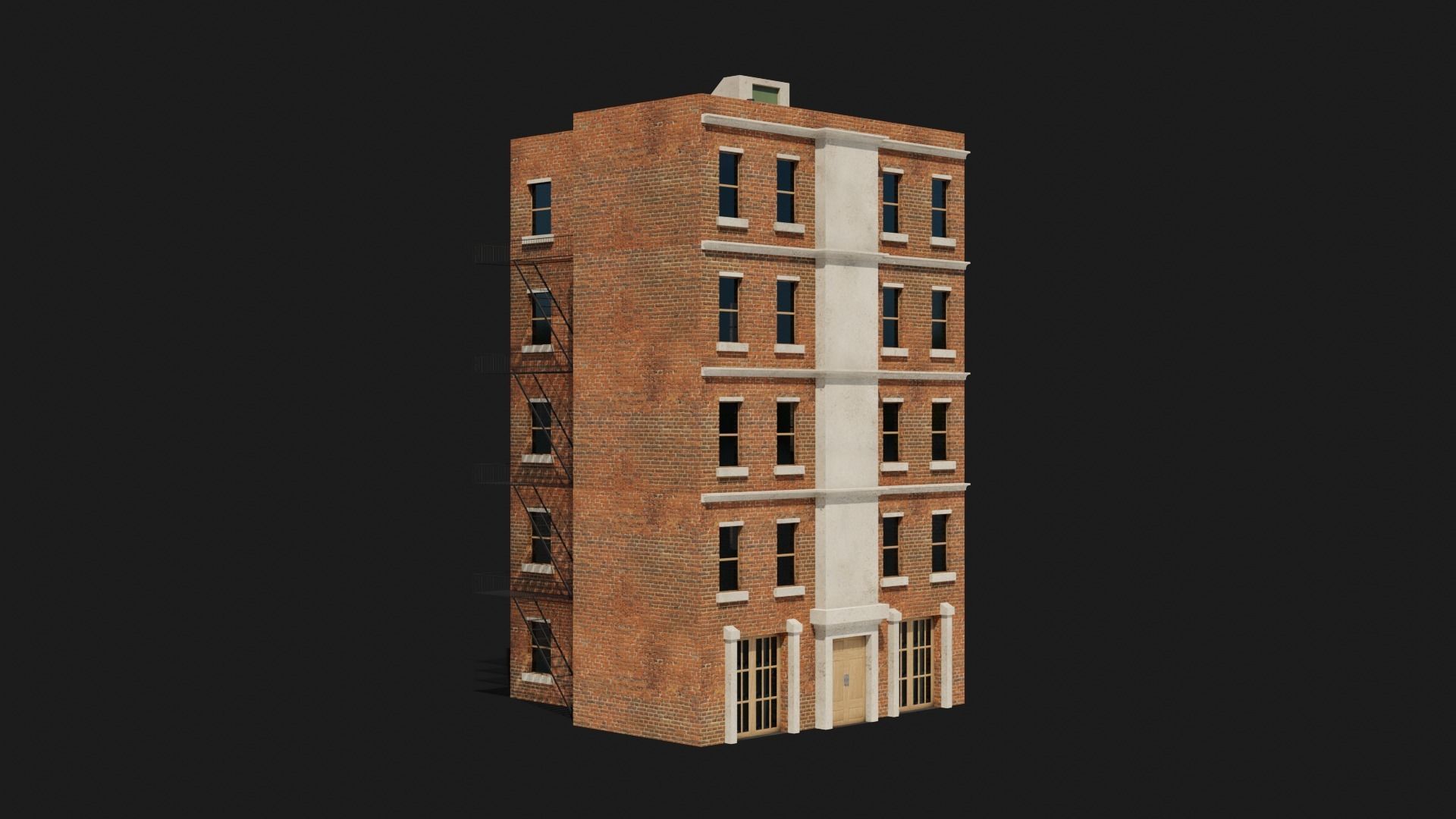 Small apartment building Free 3D model_1