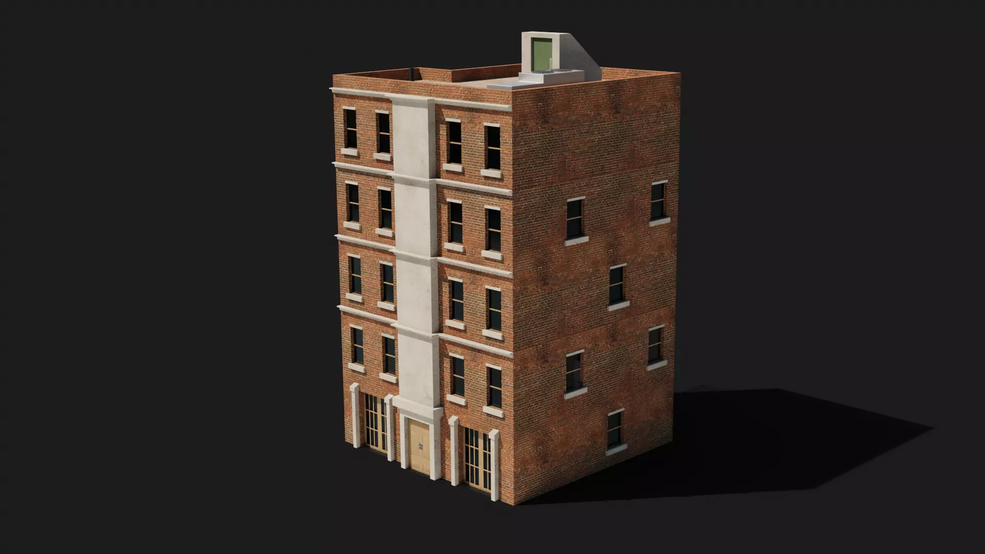 Small apartment building Free 3D model_0