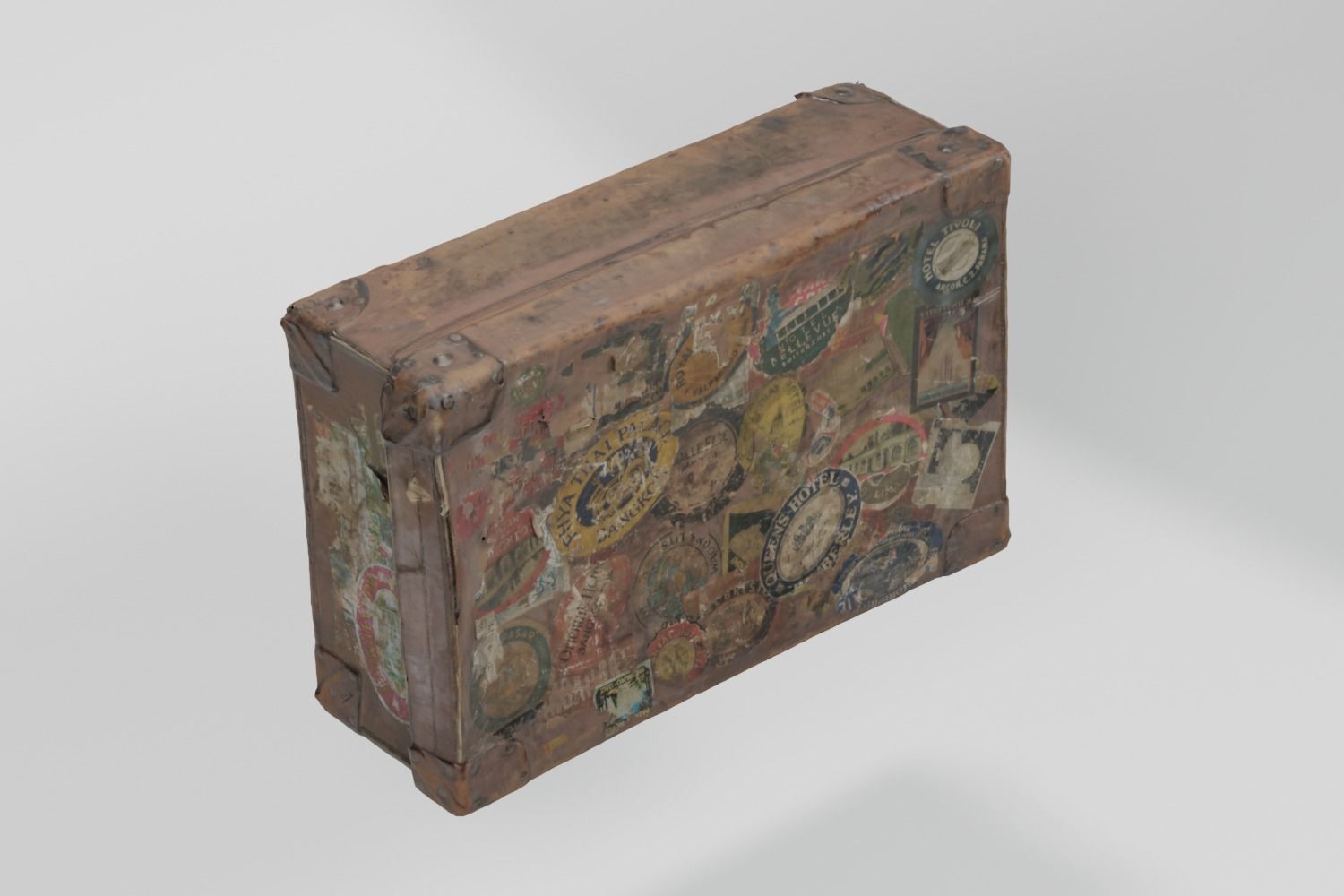 Suitcase Vintage Battered photogrammetry scan PBR 4K textures Low-poly 3D model_9