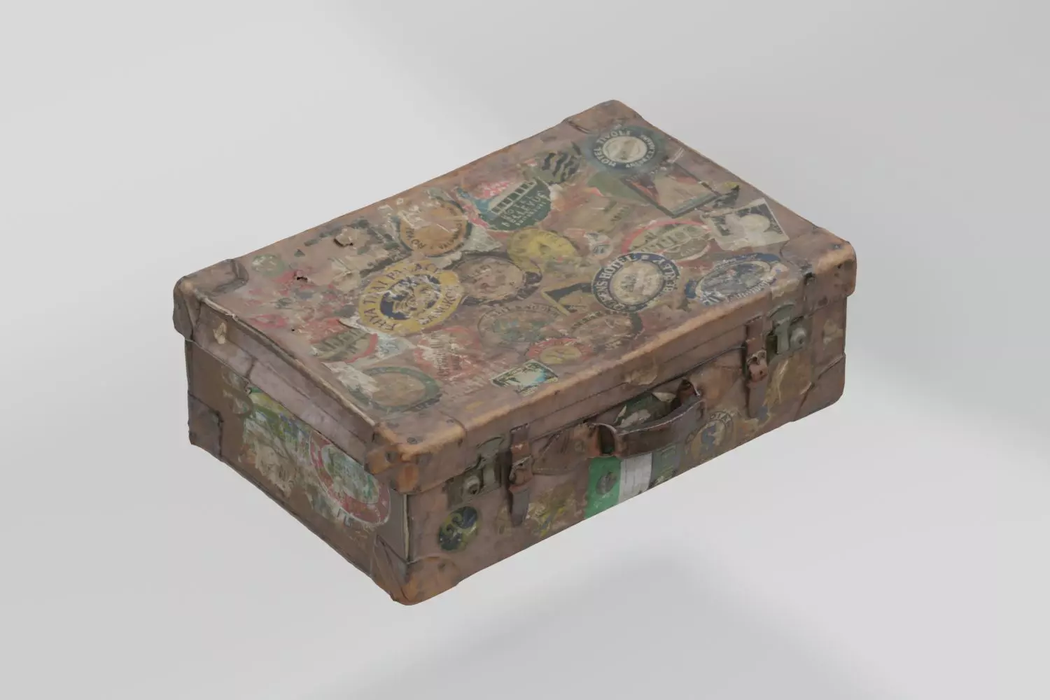 Suitcase Vintage Battered photogrammetry scan PBR 4K textures Low-poly 3D model_0