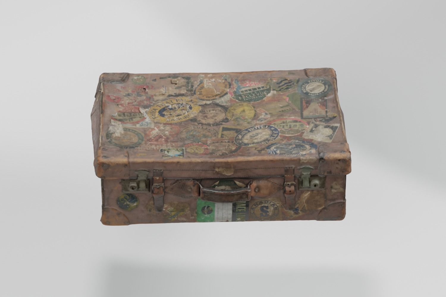 Suitcase Vintage Battered photogrammetry scan PBR 4K textures Low-poly 3D model_7