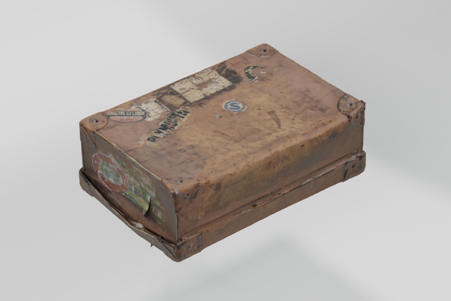 Suitcase Vintage Battered photogrammetry scan PBR 4K textures Low-poly 3D model_10