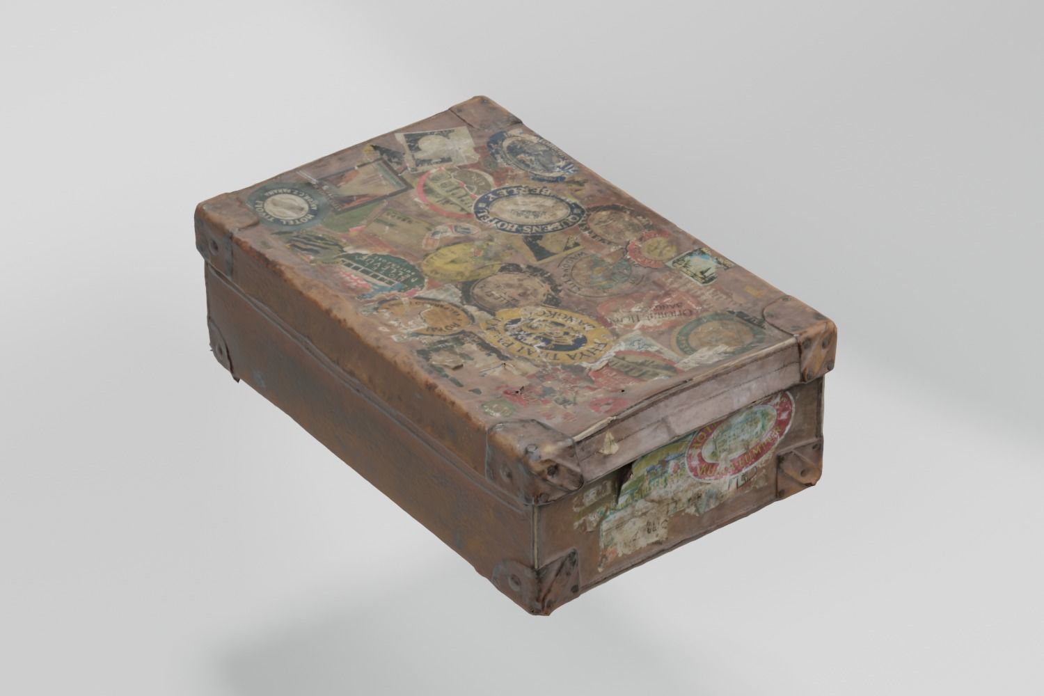 Suitcase Vintage Battered photogrammetry scan PBR 4K textures Low-poly 3D model_4