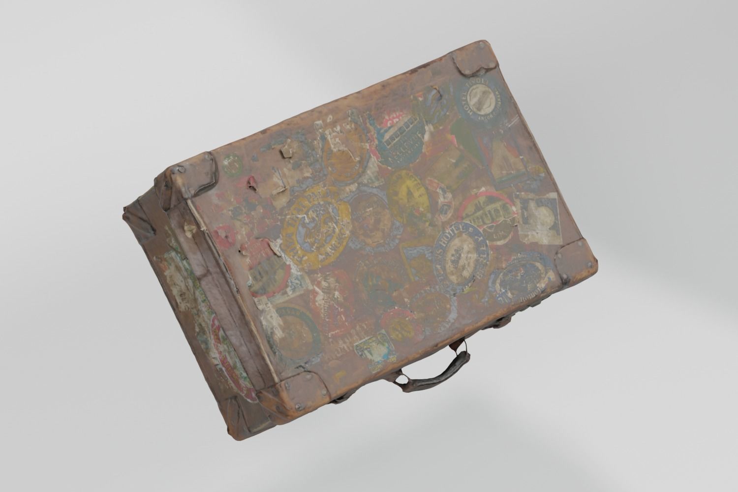 Suitcase Vintage Battered photogrammetry scan PBR 4K textures Low-poly 3D model_8
