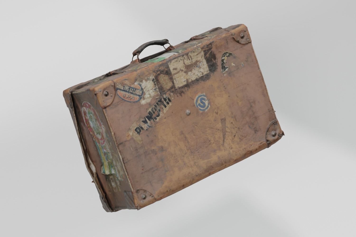 Suitcase Vintage Battered photogrammetry scan PBR 4K textures Low-poly 3D model_11