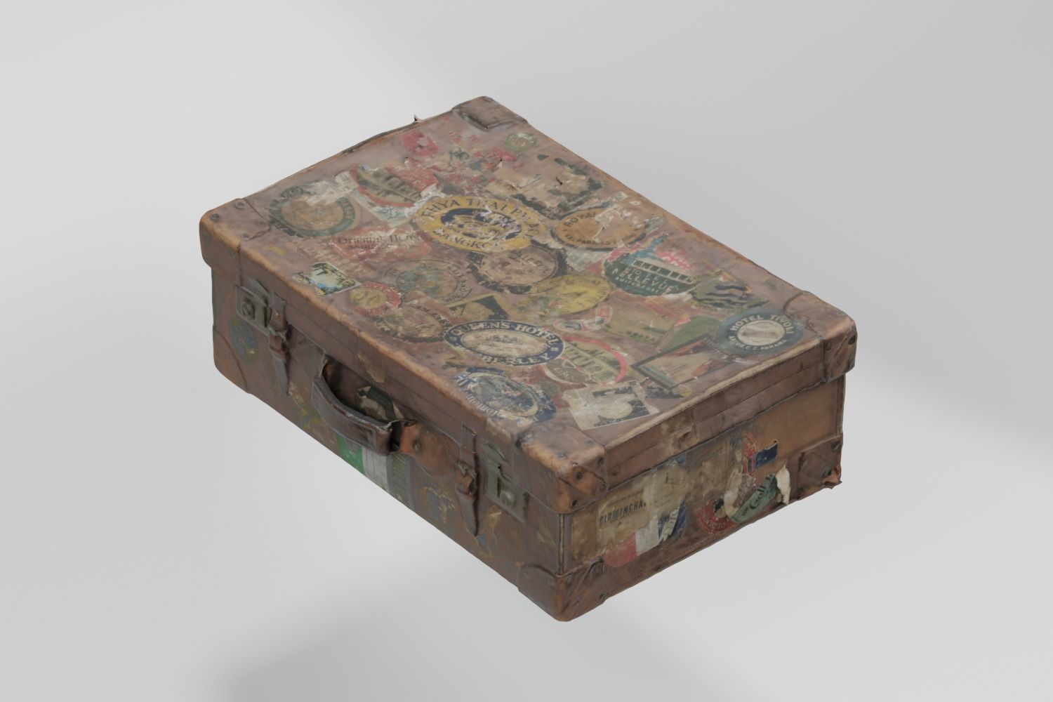 Suitcase Vintage Battered photogrammetry scan PBR 4K textures Low-poly 3D model_6