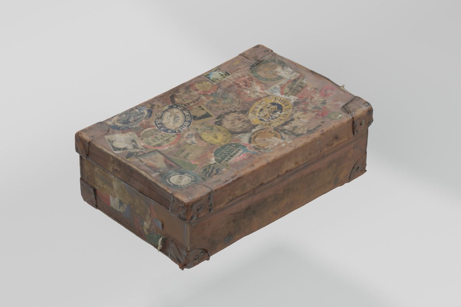 Suitcase Vintage Battered photogrammetry scan PBR 4K textures Low-poly 3D model_5