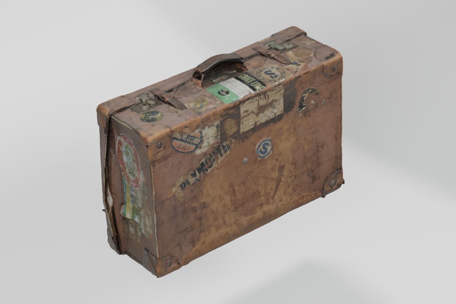 Suitcase Vintage Battered photogrammetry scan PBR 4K textures Low-poly 3D model_2