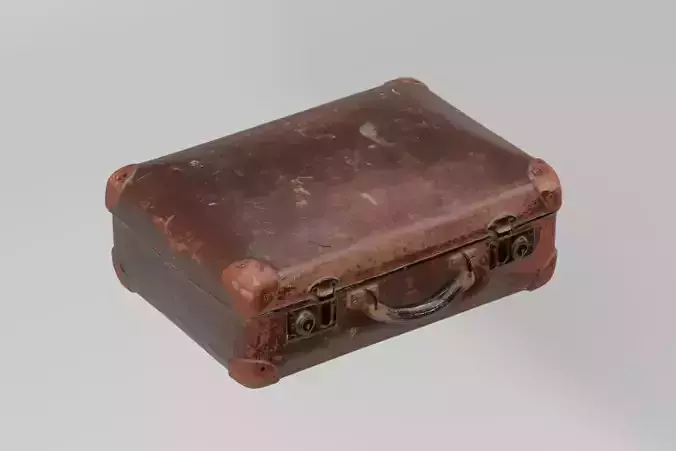 Leather Suitcase Small Old photogrammetry scan PBR 4K textures
