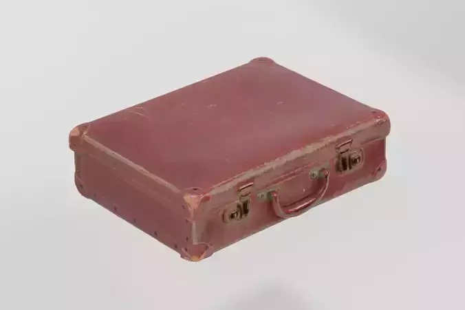 Leather School Case 1950s photogrammetry scan PBR 4K textures Low-poly 3D model
