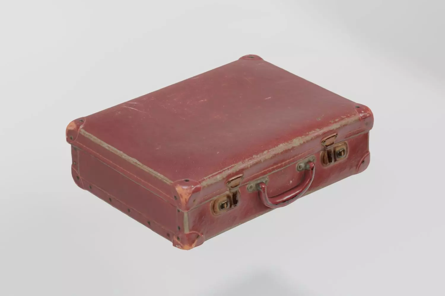 Leather School Case 1950s photogrammetry scan PBR 4K textures Low-poly 3D model_0