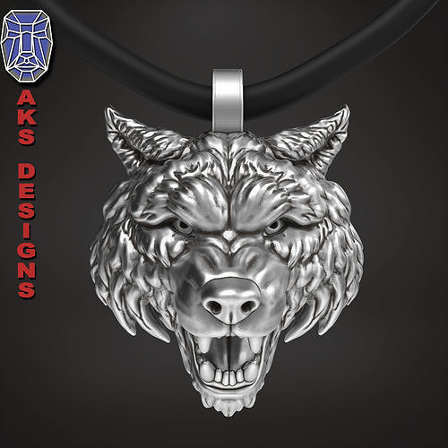 animal Pendant jewelry wolf 1  3D print model