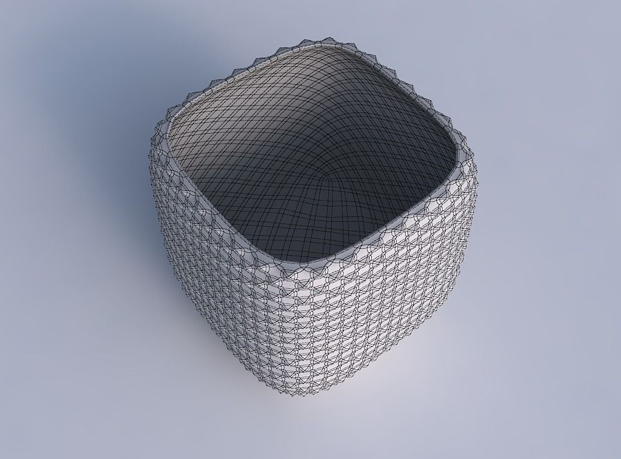 Vase quadratic stumpy with grid piramides 3D print model_6