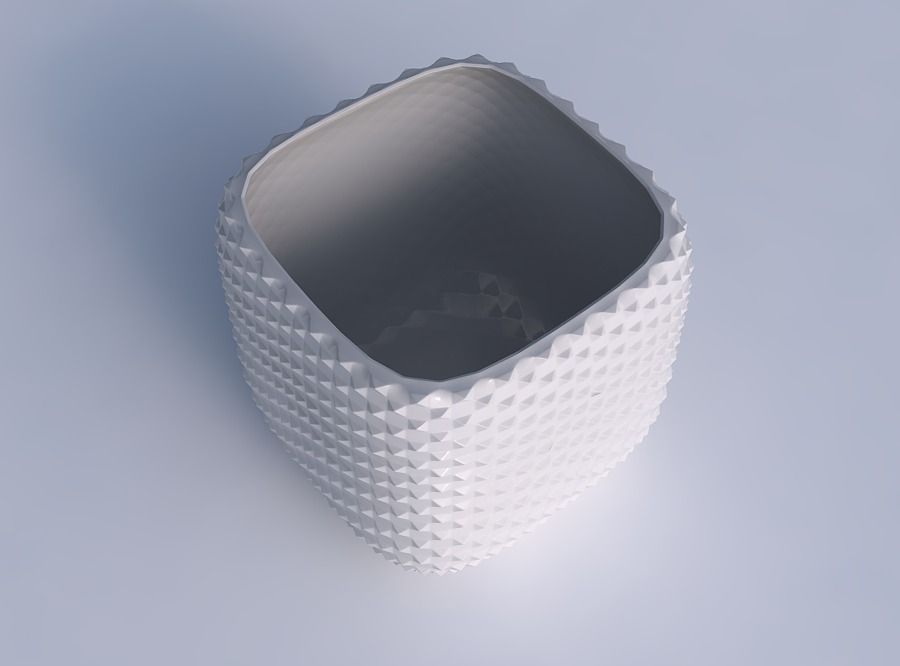 Vase quadratic stumpy with grid piramides 3D print model_1