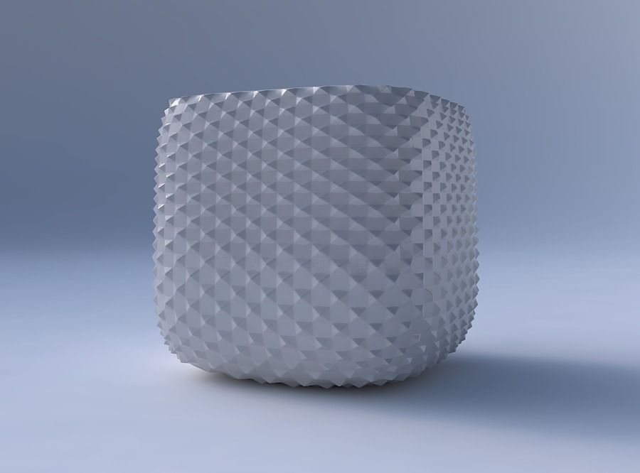 Vase quadratic stumpy with grid piramides 3D print model_4