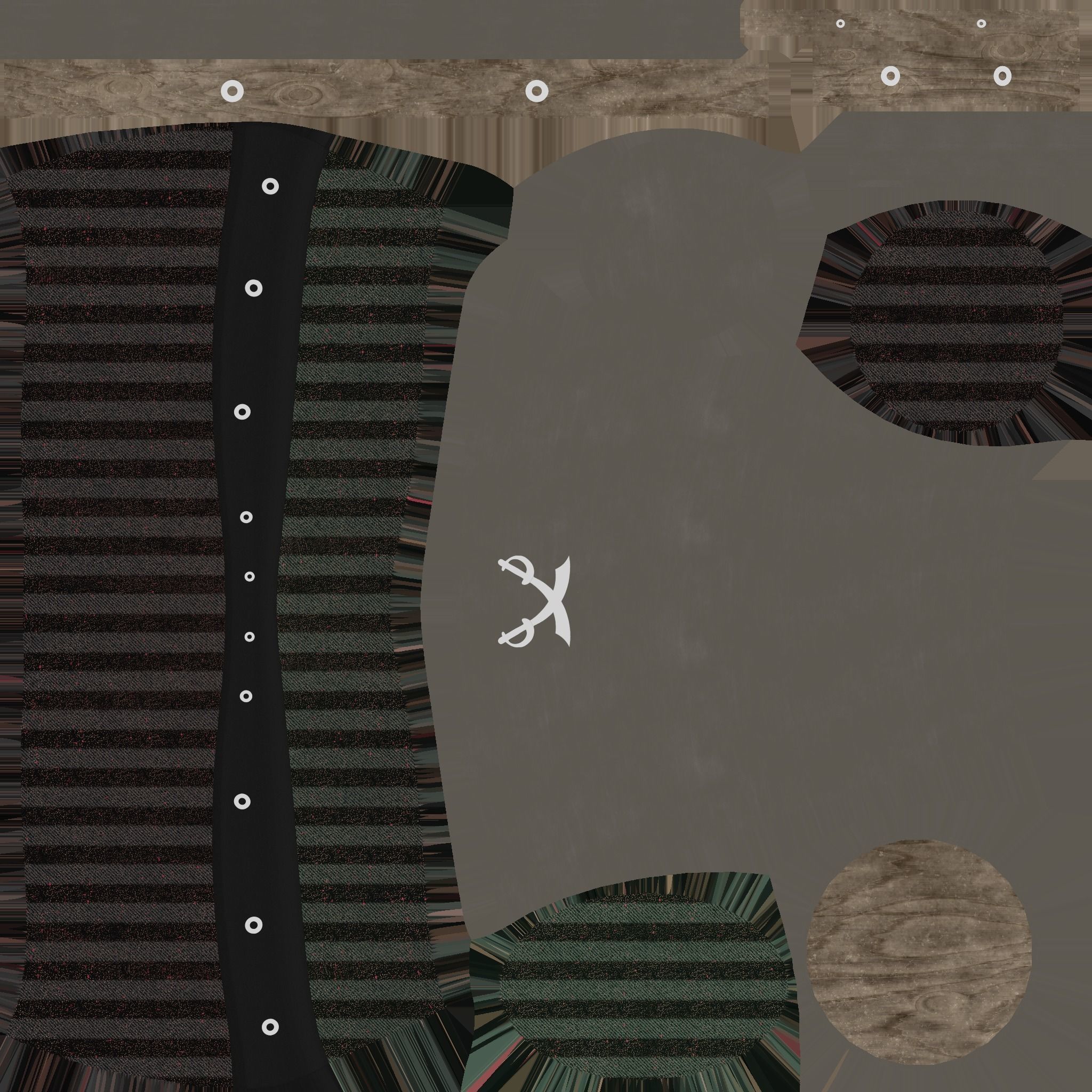 Pirate Pegleg A9 - Black Stripes - Character Design Fashion Low-poly 3D model_15