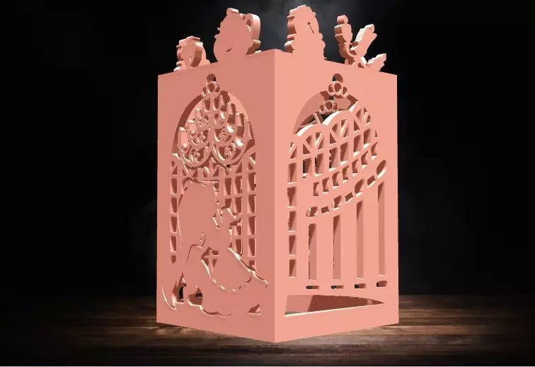 Beauty and Beast Lantern for led candle 3D print model_0