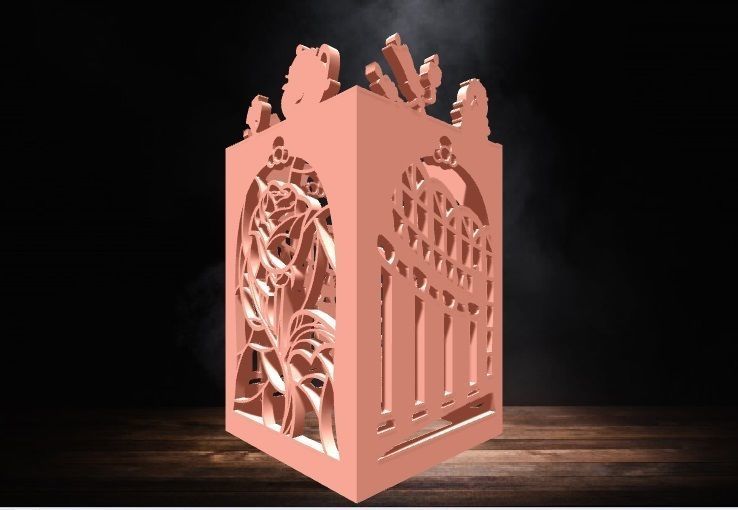 Beauty and Beast Lantern for led candle 3D print model_1