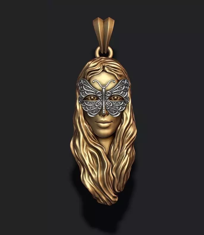 Butterfly and girl pendant 3D print model