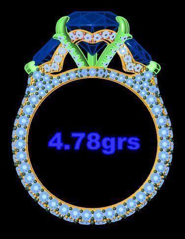 Three Stone Engagement Ring with Pave on Shank v2 3D print model_4