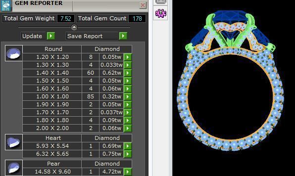Three Stone Engagement Ring with Pave on Shank v2 3D print model_5